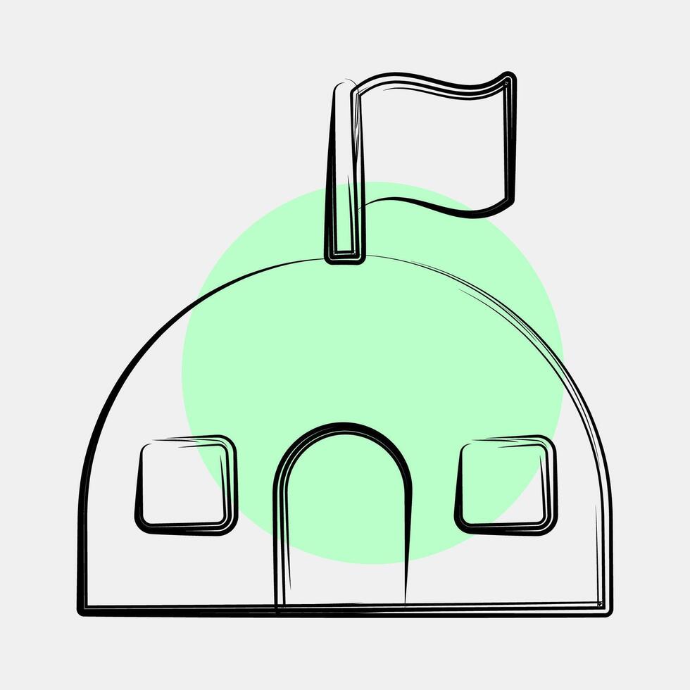 Icon barracks. Military and war elements. Icon in color spot style. vector