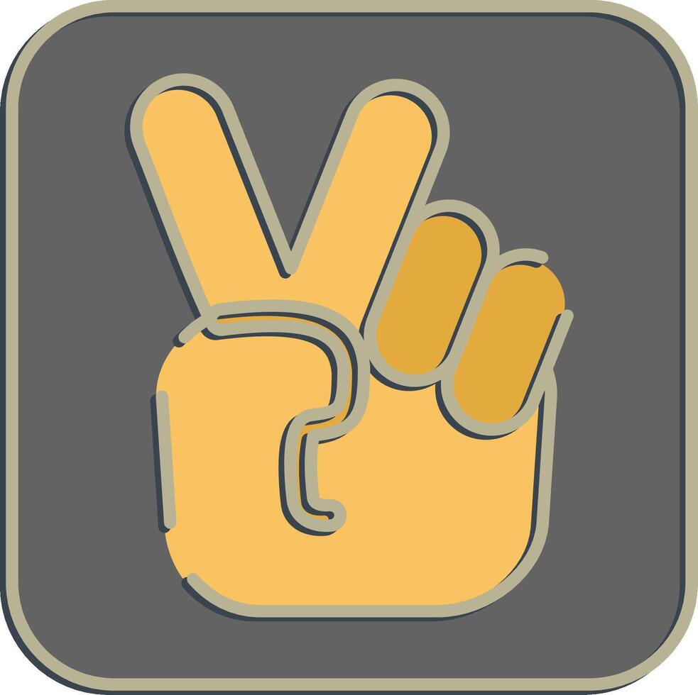 Icon peace gesture finger. Military and war elements. Icon in embossed style. vector