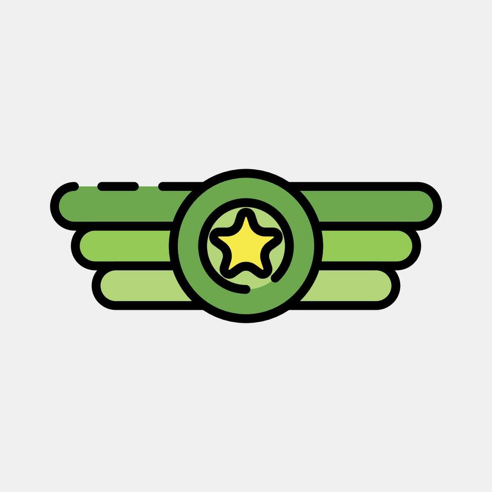 Icon badge. Military and war elements. Icon in filled line style. vector
