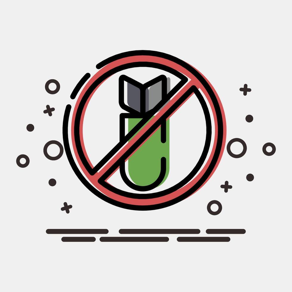 Icon stop the war. Military and war elements. Icon in MBE style. vector