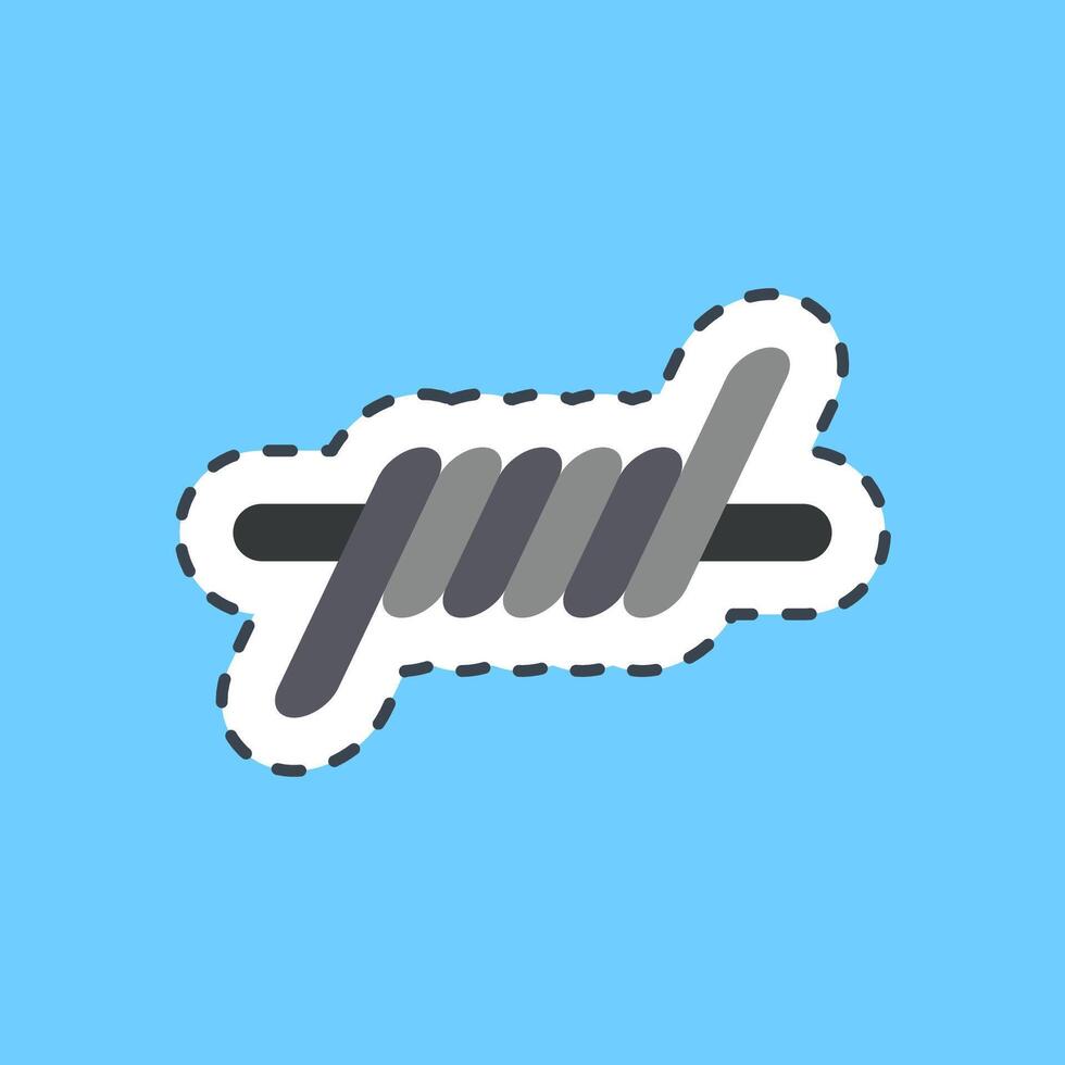 Cutting line sticker barbed wire. Military and war elements. vector