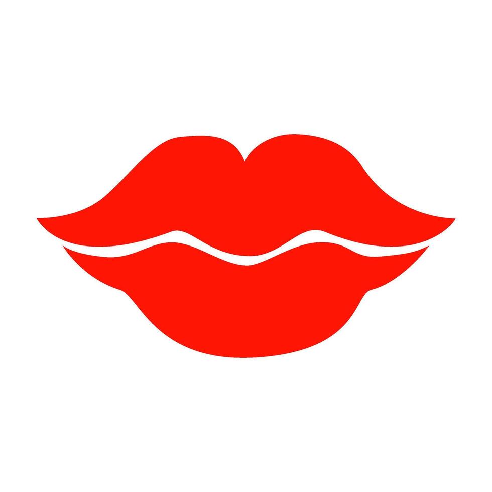 Woman 's lip with red lipstick on white background. vector