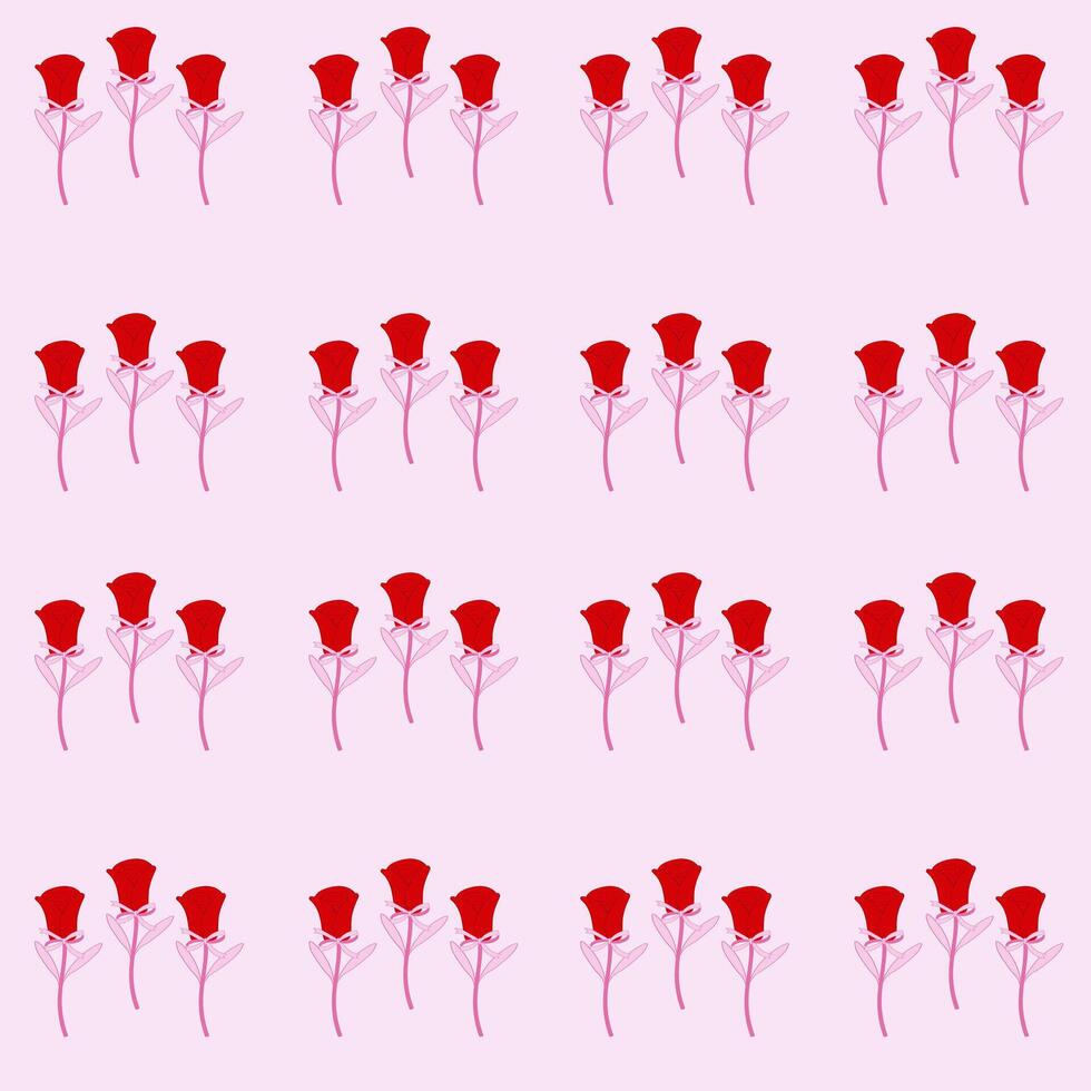 Red Flower Rose pattern seamless on pink background vector