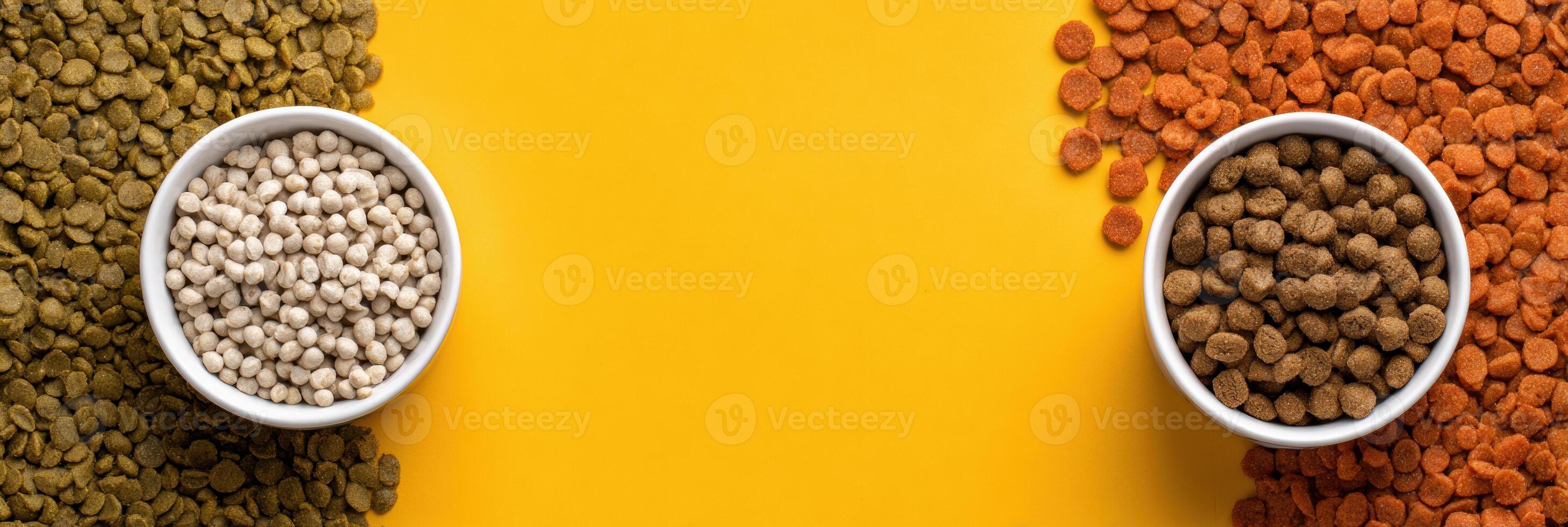 Pet Food Product Comparison Infographic Layout With Empty Banner Space for Branding photo