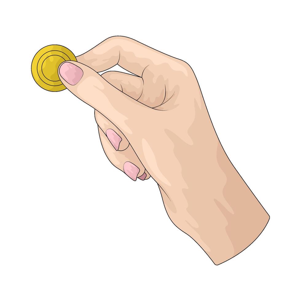 illustration of hand holding a coin vector