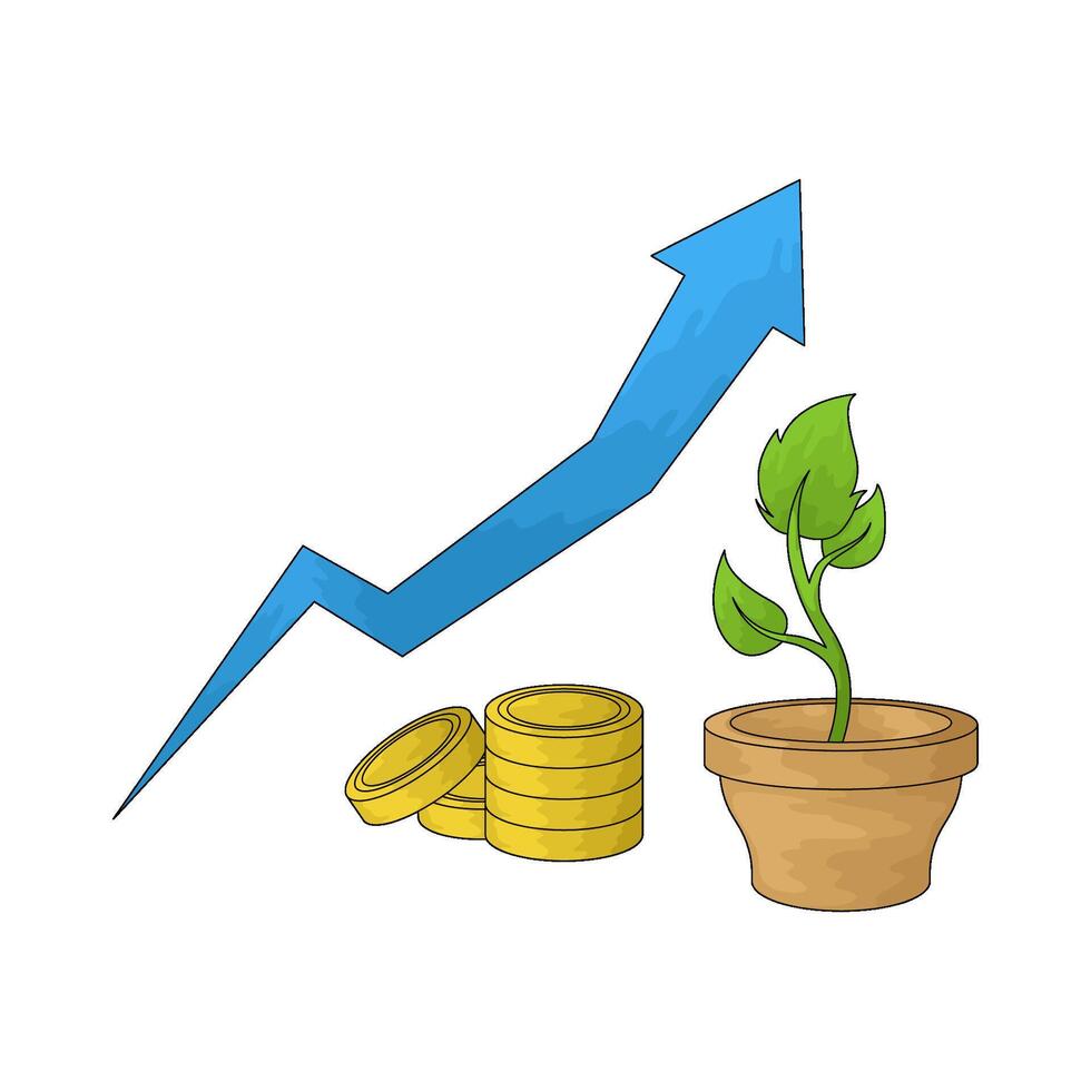 Finance growth with growing plants vector