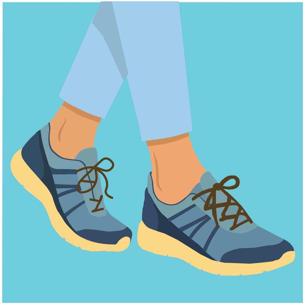 Modern Blue Athletic Sneakers Casual Walking Shoes with Light Sole vector