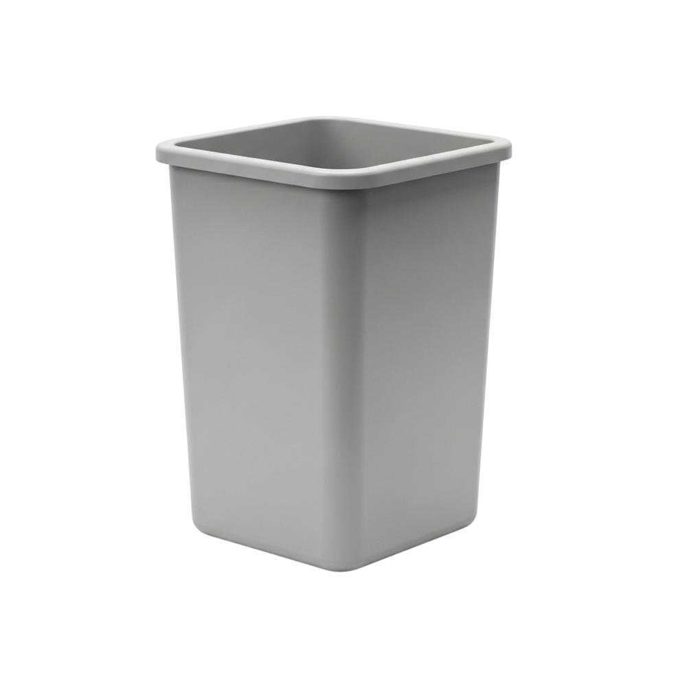 Simple gray square trash can isolated on transparent background png