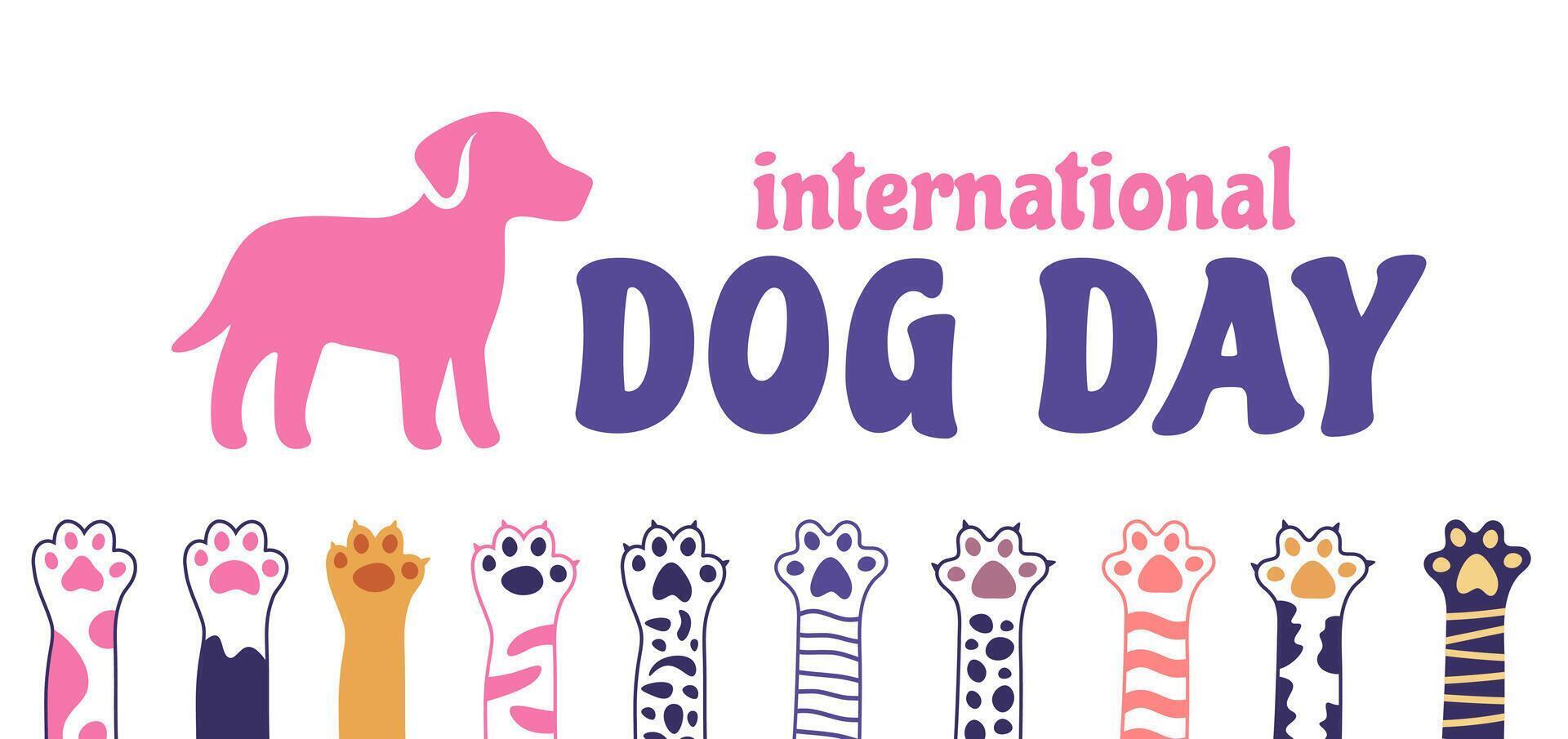 International Dog Day background, banner or poster design template. observed every year in August. Holiday concept. Use to any Template, card, poster, placard vector