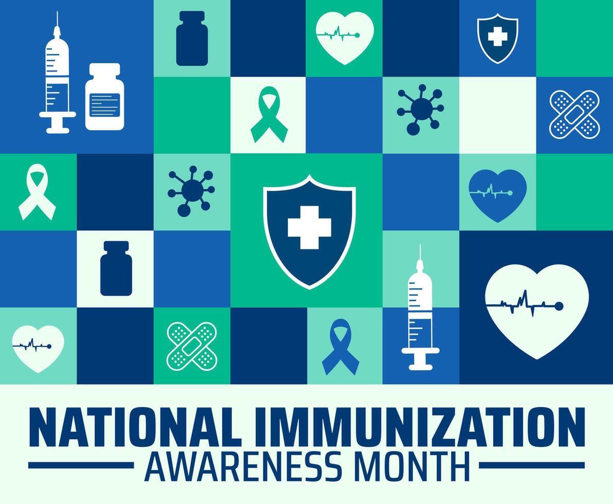 National Immunization Awareness Month Geometric shape pattern background, banner or poster design template. observed every year in August. Holiday concept. Use to any Template, card, poster, placard, vector