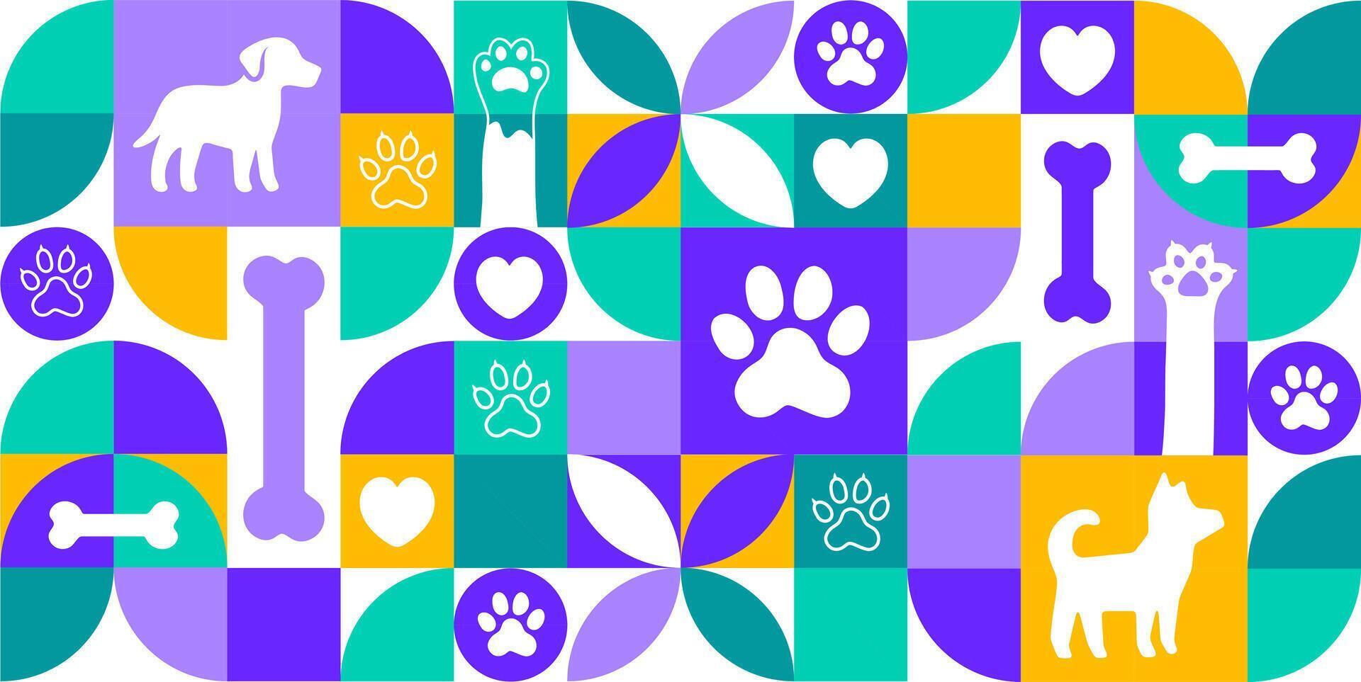 International Dog Day Geometric shape pattern background, banner or poster design template. observed every year in August. Holiday concept. Use to any Template, card, poster, placard, template. vector