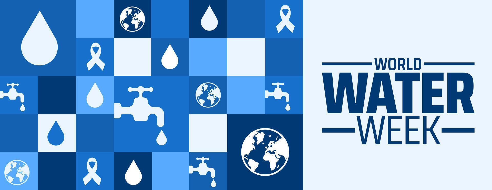 World Water Week Geometric shape pattern background, banner or poster design template. observed every year in August. Holiday concept. Use to any Template, card, poster, placard, template. vector