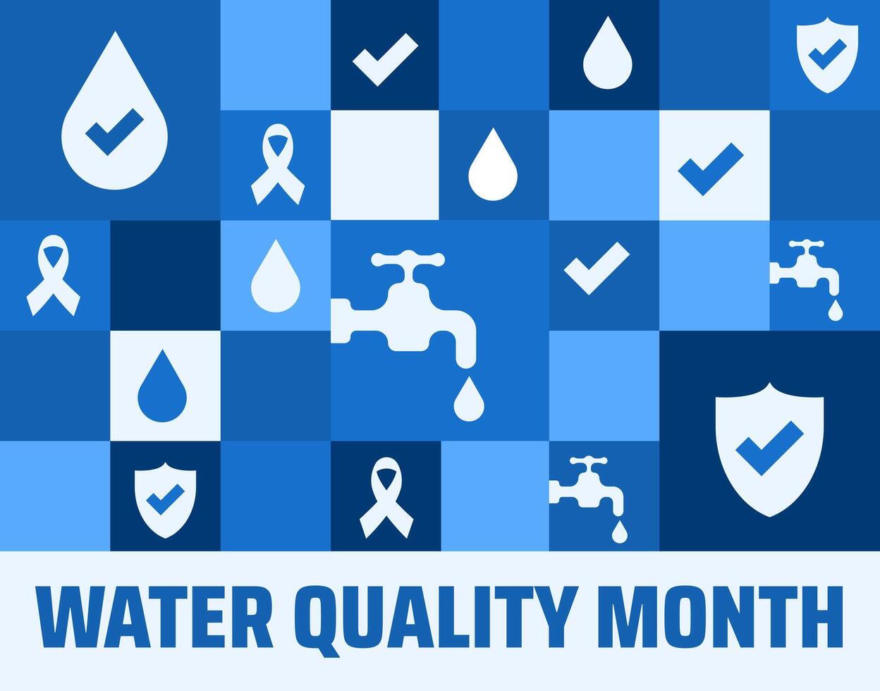 Water Quality Month Geometric shape pattern background, banner or poster design template. observed every year in August. Holiday concept. Use to any Template, card, poster, placard, template. vector