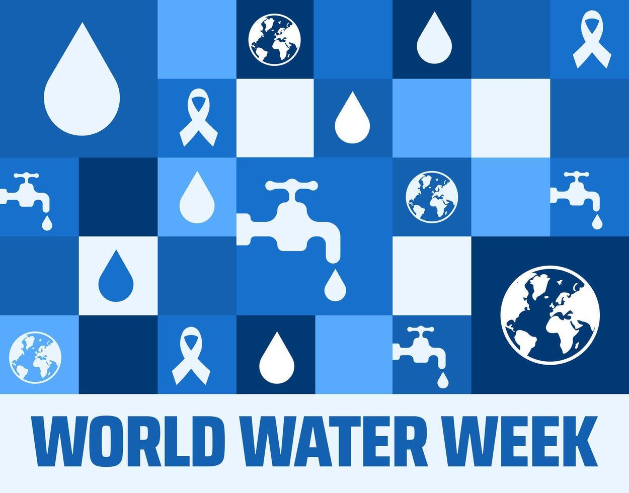 World Water Week Geometric shape pattern background, banner or poster design template. observed every year in August. Holiday concept. Use to any Template, card, poster, placard, template vector