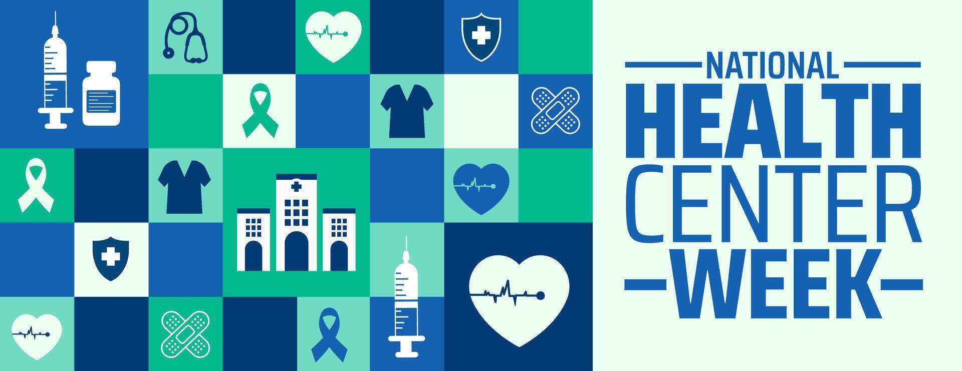 National Health Center Week Geometric shape pattern background, banner or poster design template. observed every year in August. Holiday concept. Use to any Template, card, poster, placard, template. vector