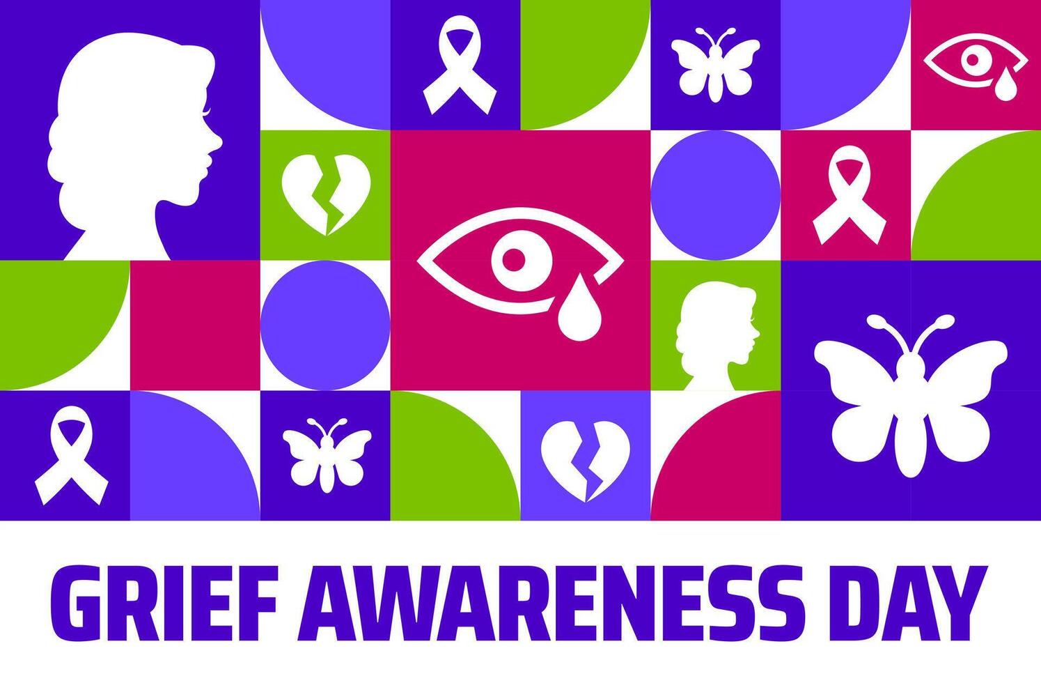 Grief Awareness Day background, banner or poster design template. observed every year in August. Holiday concept. Use to any Template, card, poster, placard, template vector