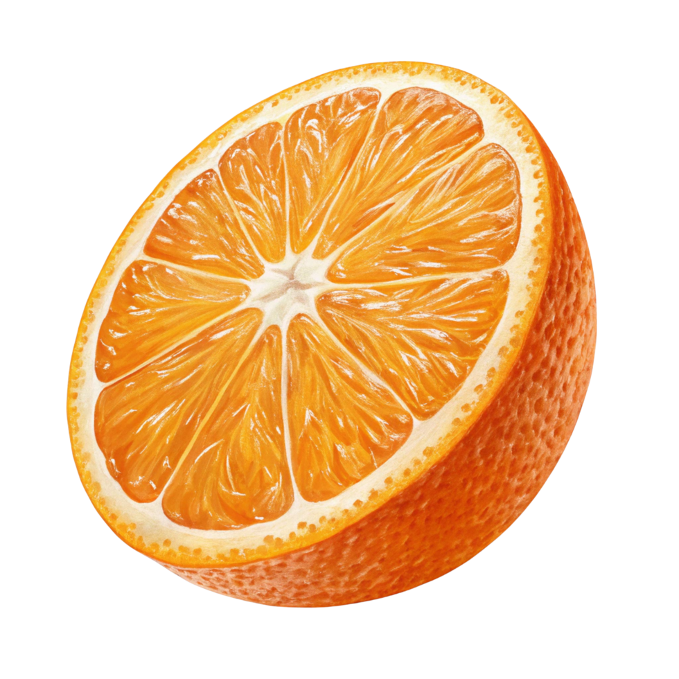 Juicy orange slice with detailed texture isolated on transparent background png