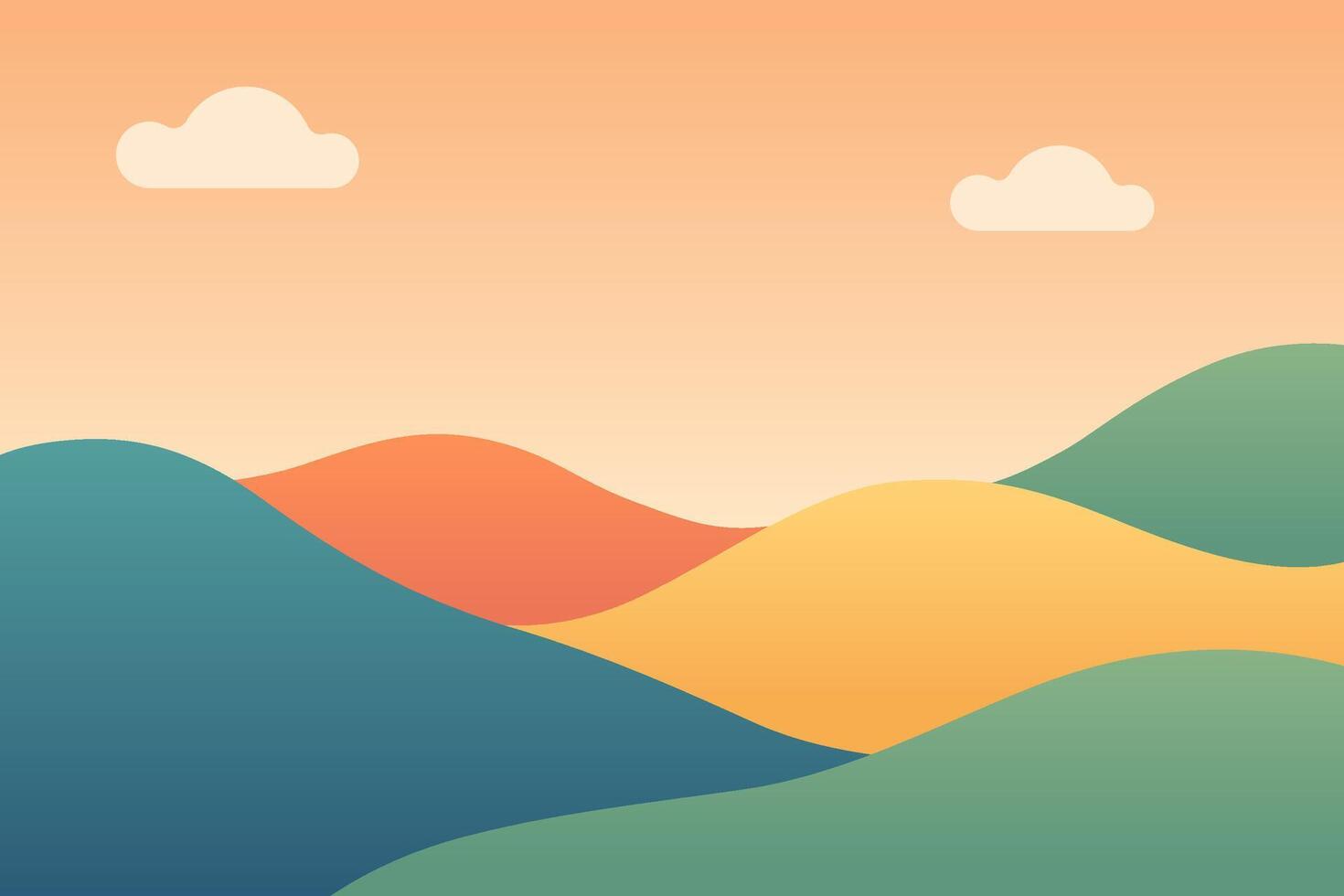 Colorful Abstract Landscape with Rolling Hills and Soft Clouds vector