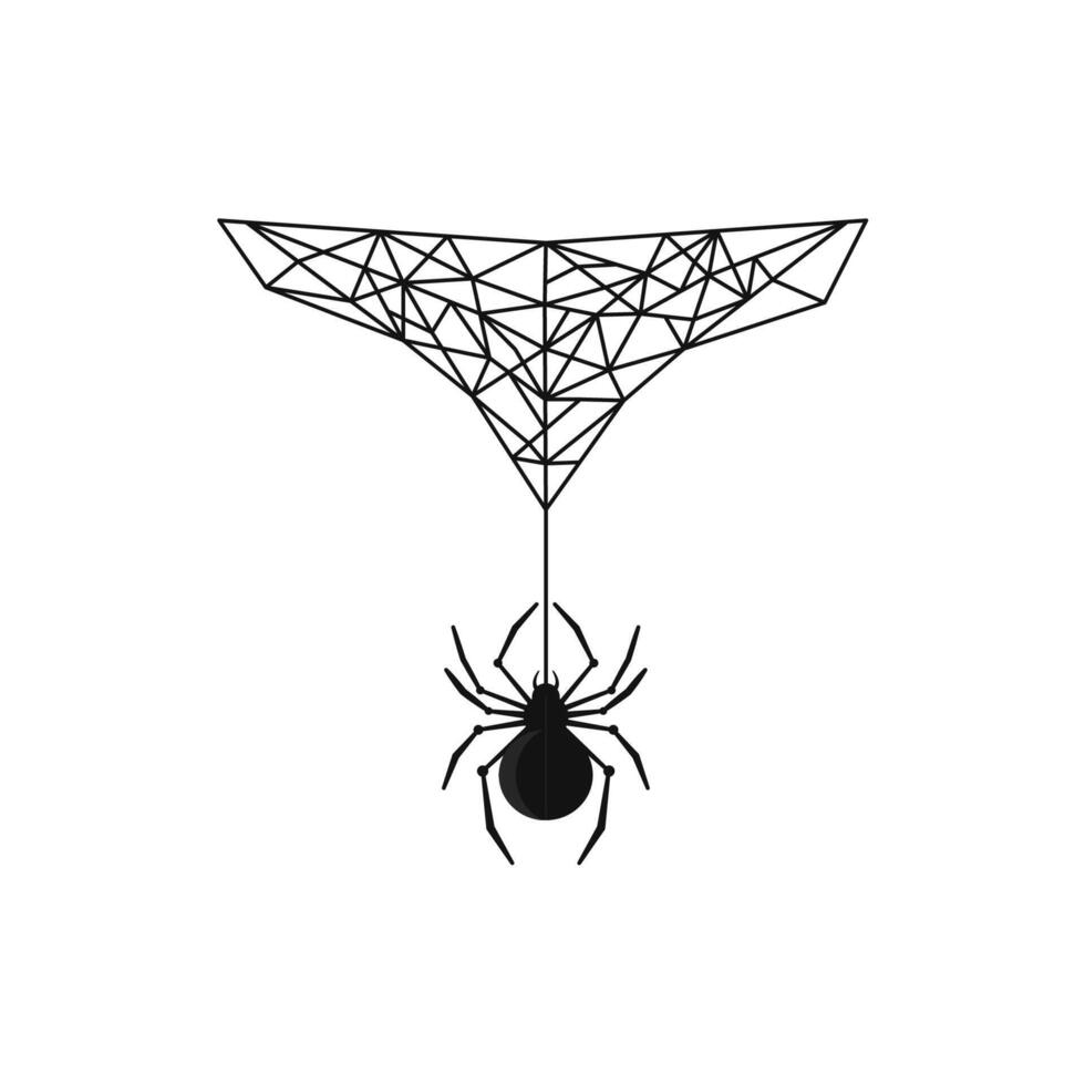Geometric Spider Web Design with Stylized Spider Illustration vector