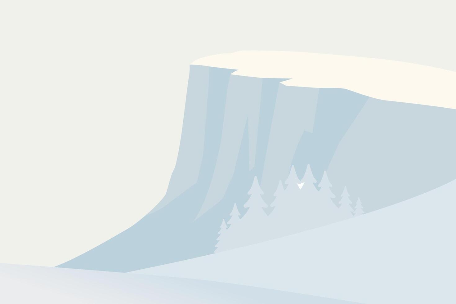 Serene Winter Landscape with Snowy Mountain and Pine Trees vector