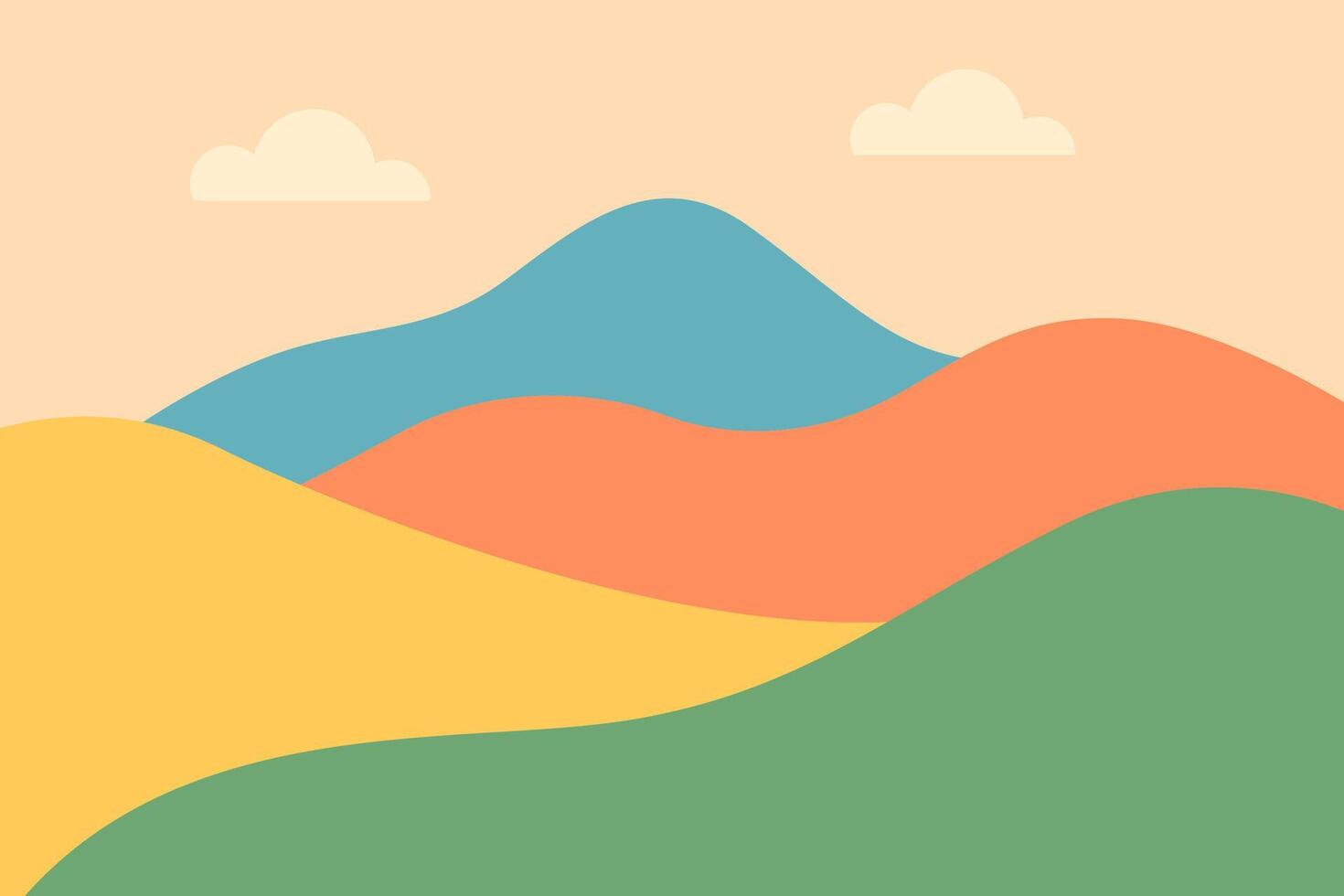 Colorful Landscape with Soft Hills and Subtle Clouds in Background vector
