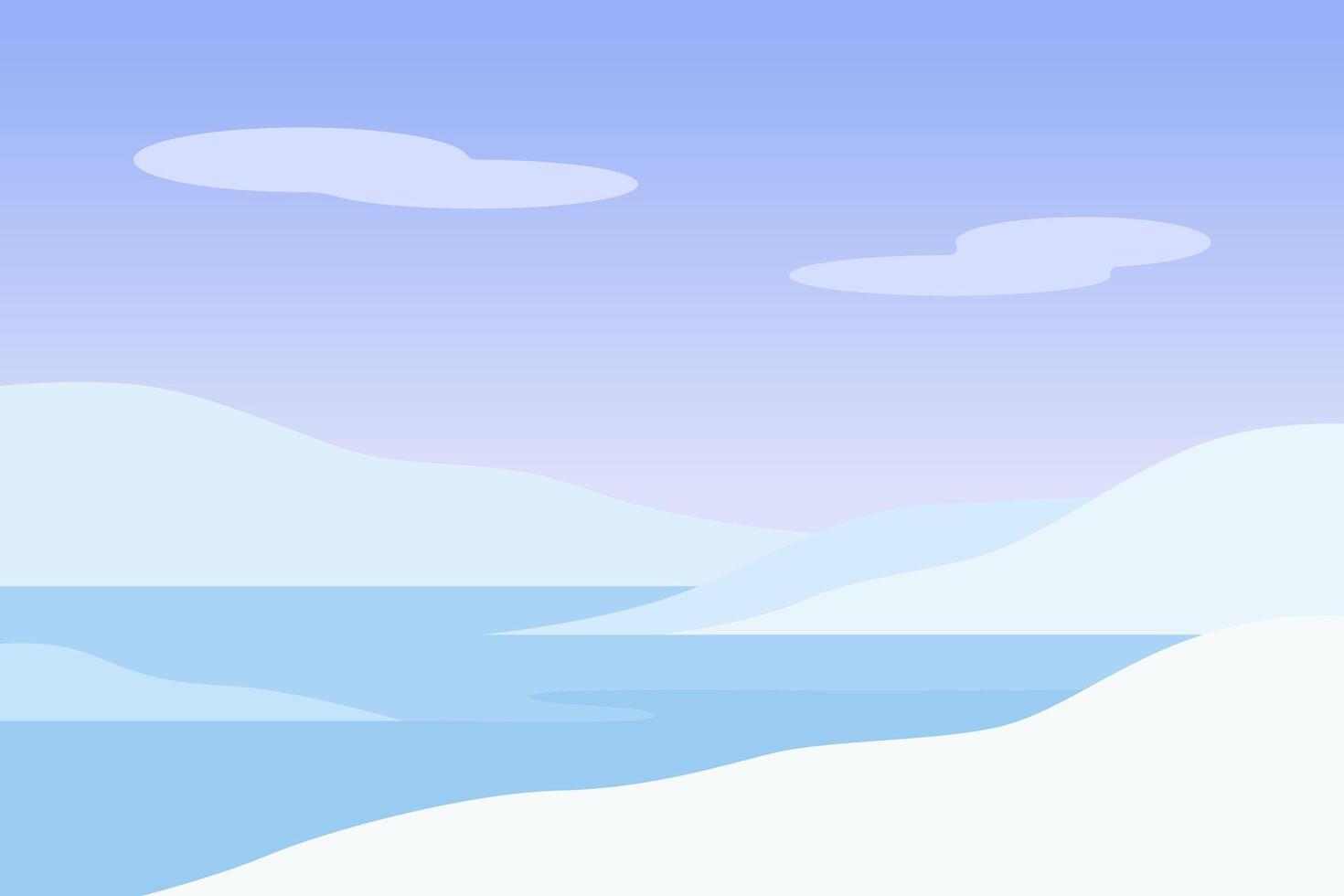 Serene Winter Landscape with Soft Colors and Gentle Curves vector