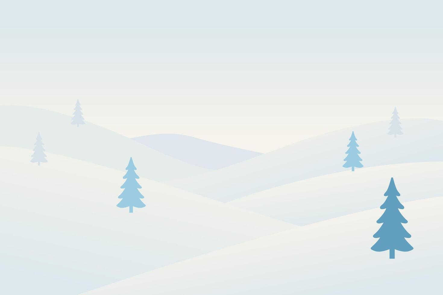 Serene Winter Landscape with Soft Snow and Gentle Blue Pines vector