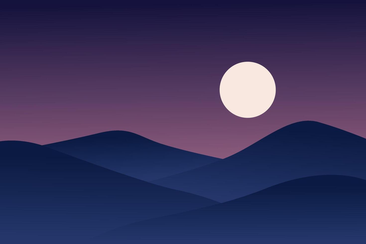 Serene Moonlit Night Over Gentle Rolling Hills in Calm Atmosphere vector