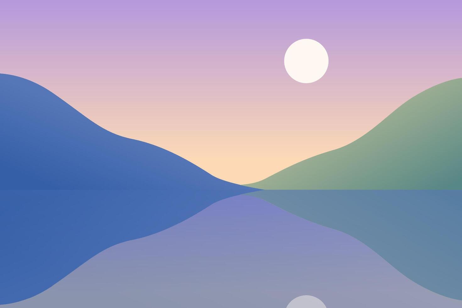 Serene Landscape at Sunrise with Mountains and Calm Water Reflection vector
