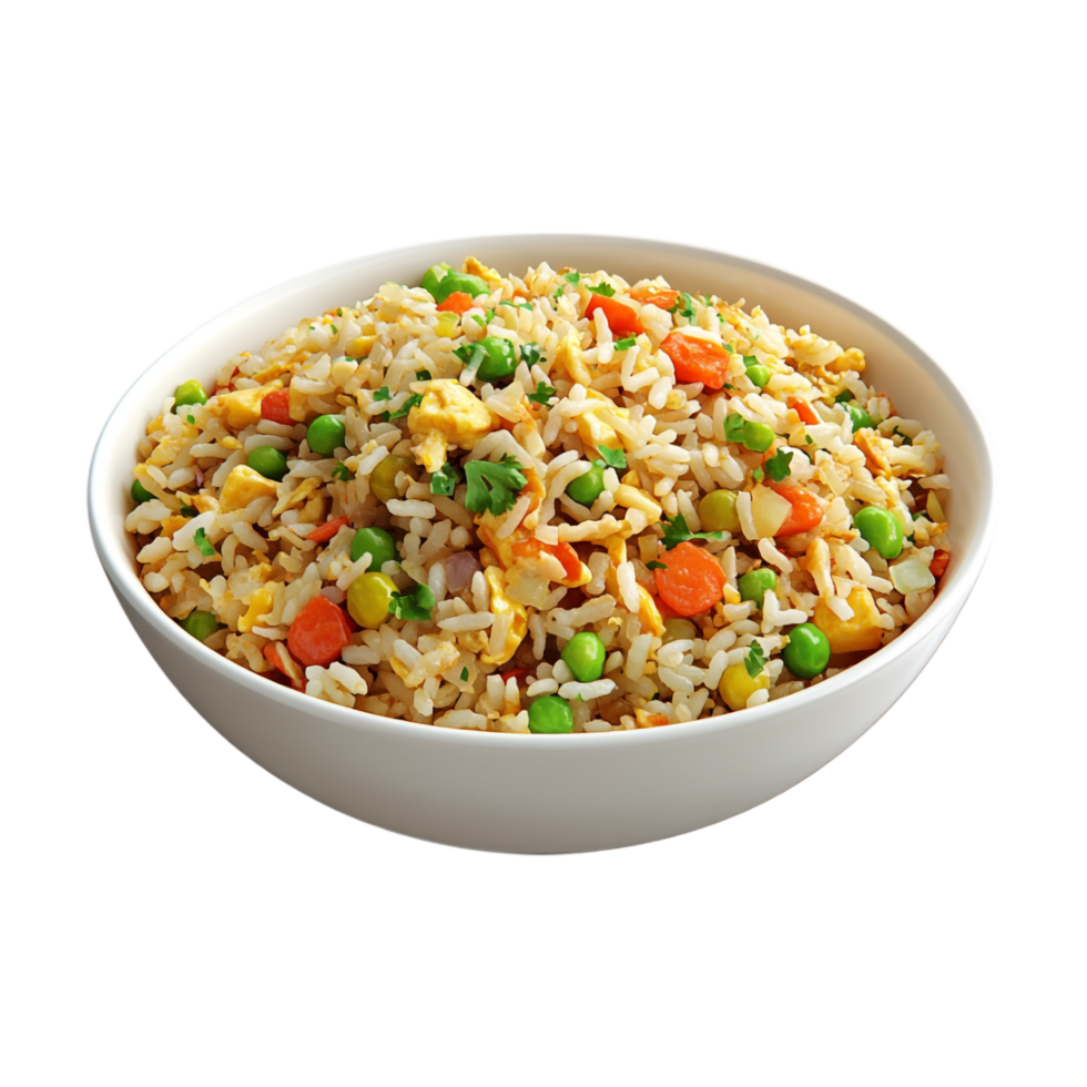 a chinese fried rice in bowl on a transparent background png