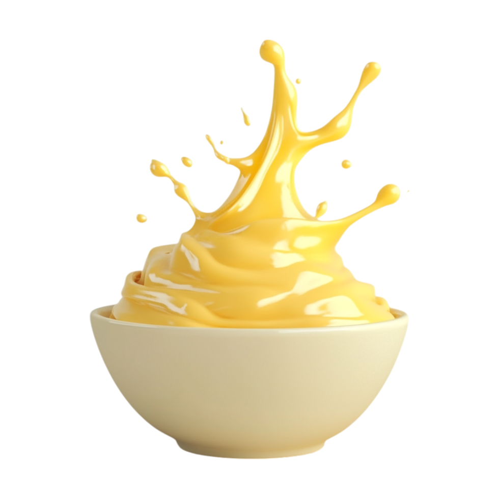 a bowl of yellow liquid with a splash on it png