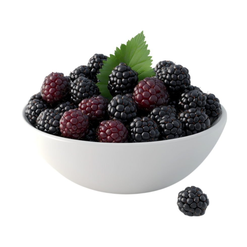 blackberries in a bowl on a transparent background png