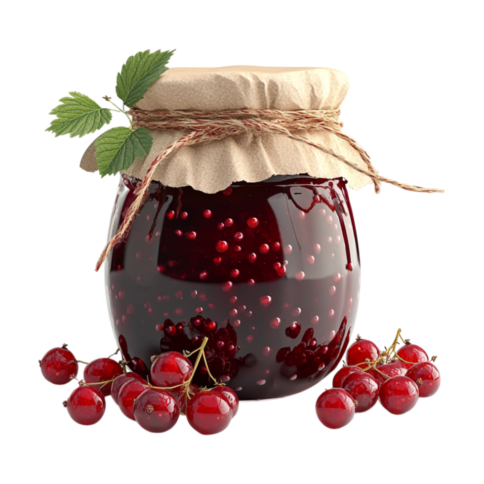 jars of jam with cherries on a transparent background png