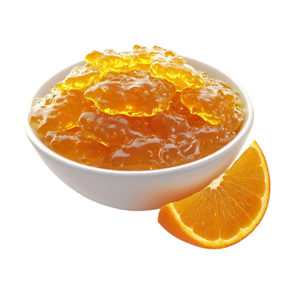 orange jelly in a bowl with a slice of orange png