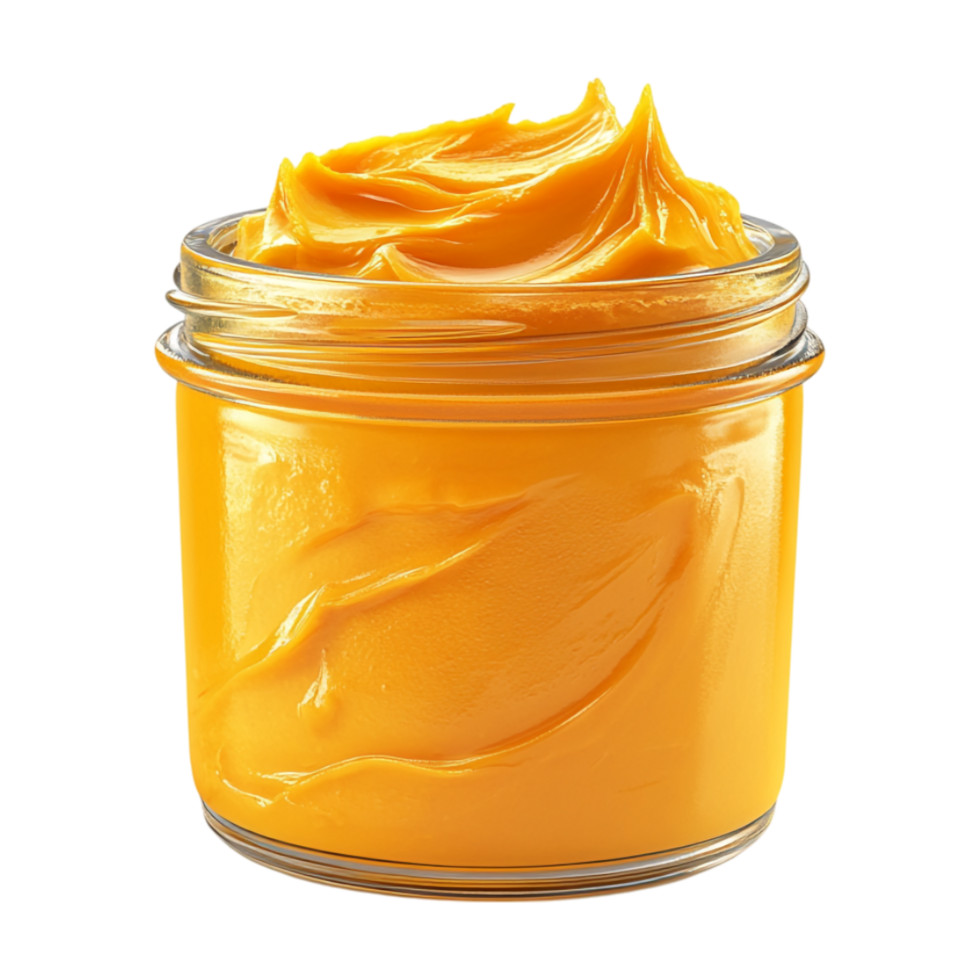 orange butter in a glass jar on a transparent background png