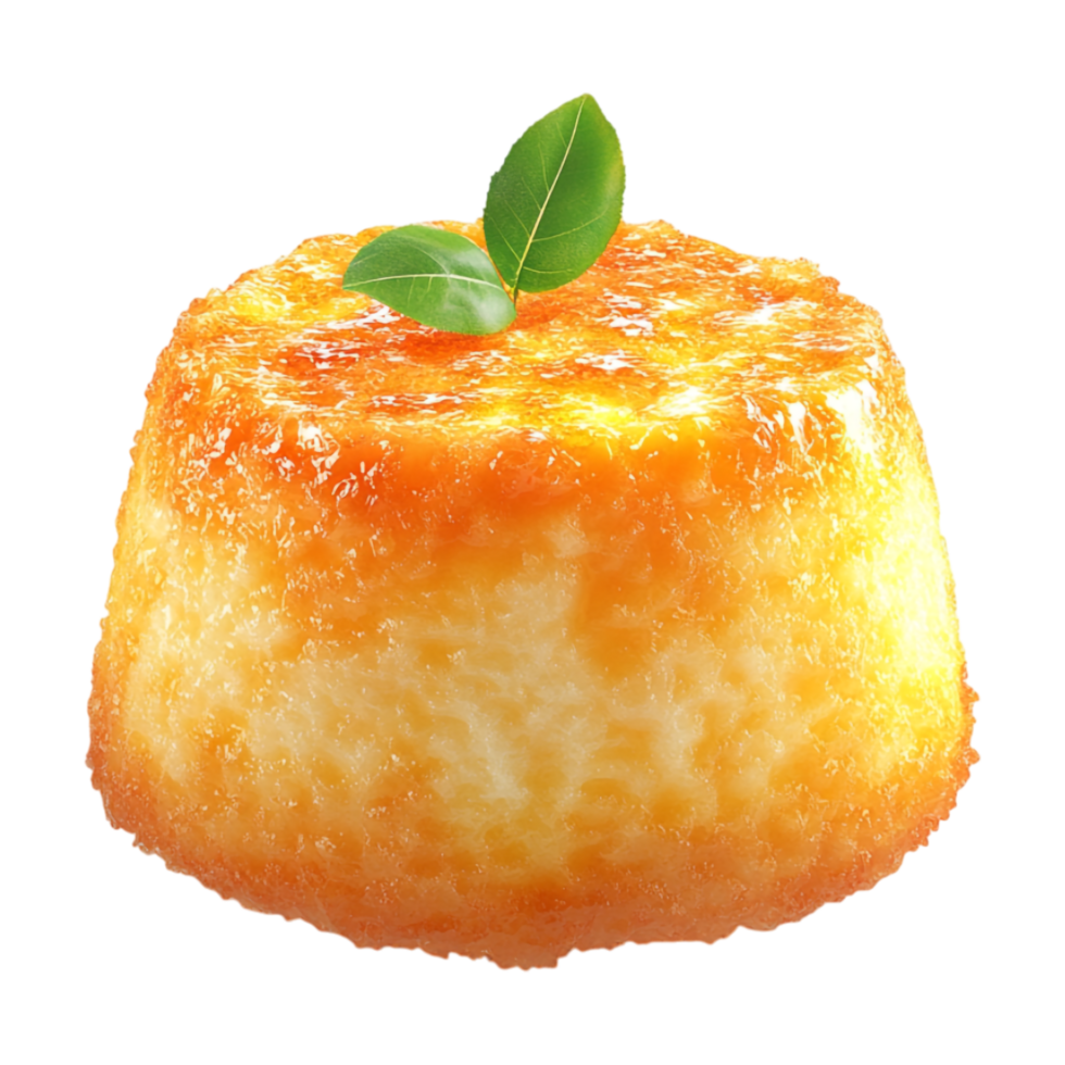 a cake with a green leaf on top png