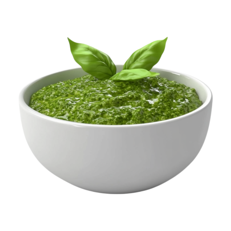 pizza sauce with basil leaves in a bowl png