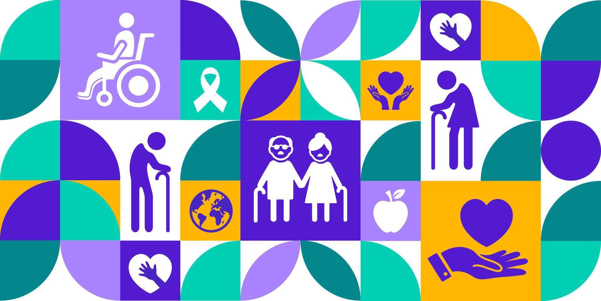 Senior Citizens Day Geometric shape pattern background, banner or poster design template. observed every year in August. Holiday concept. Use to any Template, card, poster, placard, template. vector
