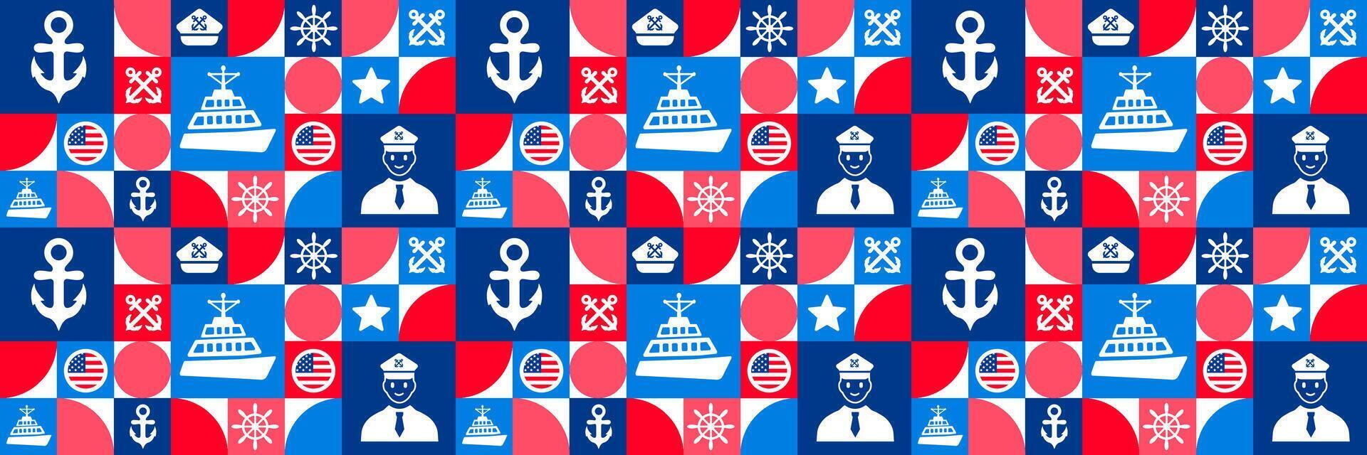 us coast guard birthday or happy birthday us coast guard Geometric shape pattern background, banner or poster design template. observed every year in August. Holiday concept. Use to any Template, vector