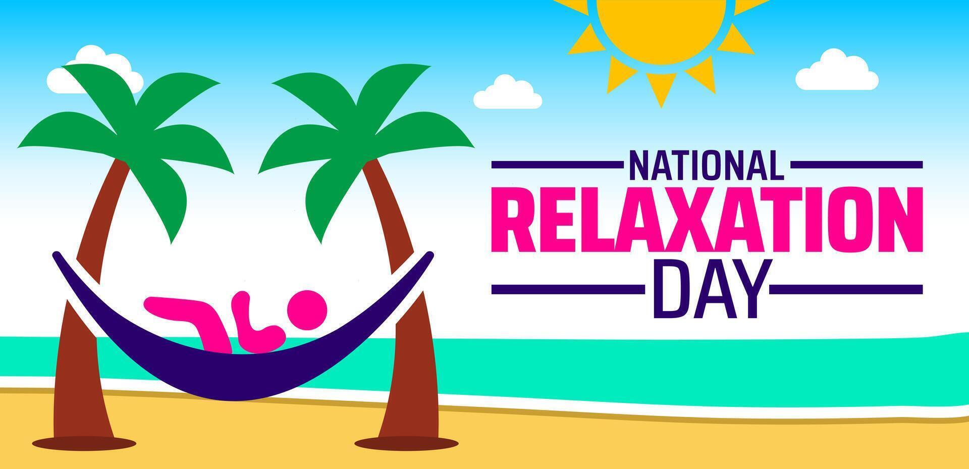 Relaxation Day background, banner or poster design template. observed every year in August. Holiday concept. Use to any Template, card, poster, placard, template vector