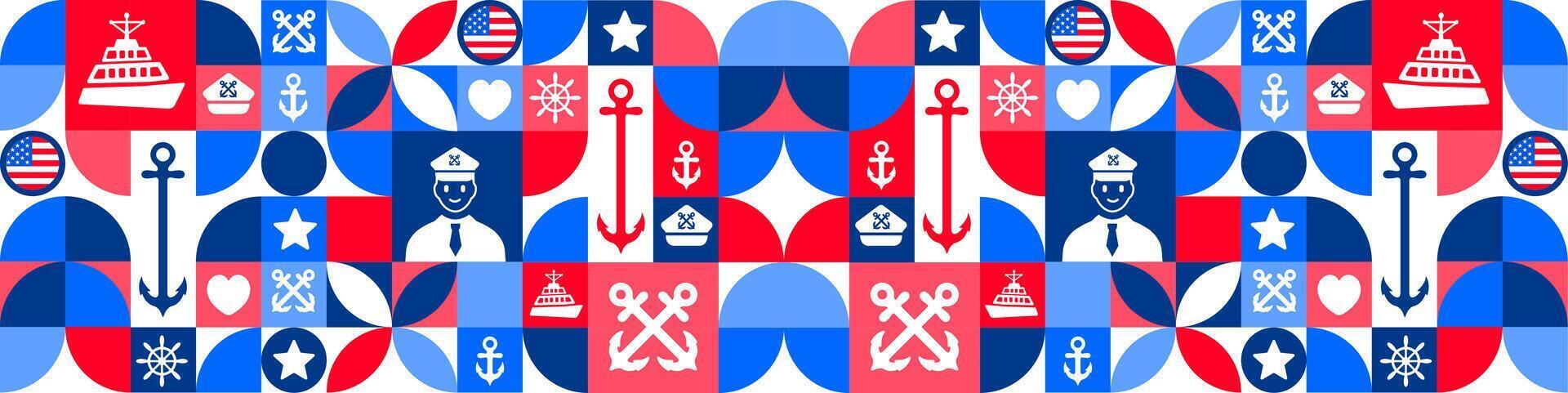 us coast guard birthday or happy birthday us coast guard Geometric shape pattern background, banner or poster design template. observed every year in August. Holiday concept. vector