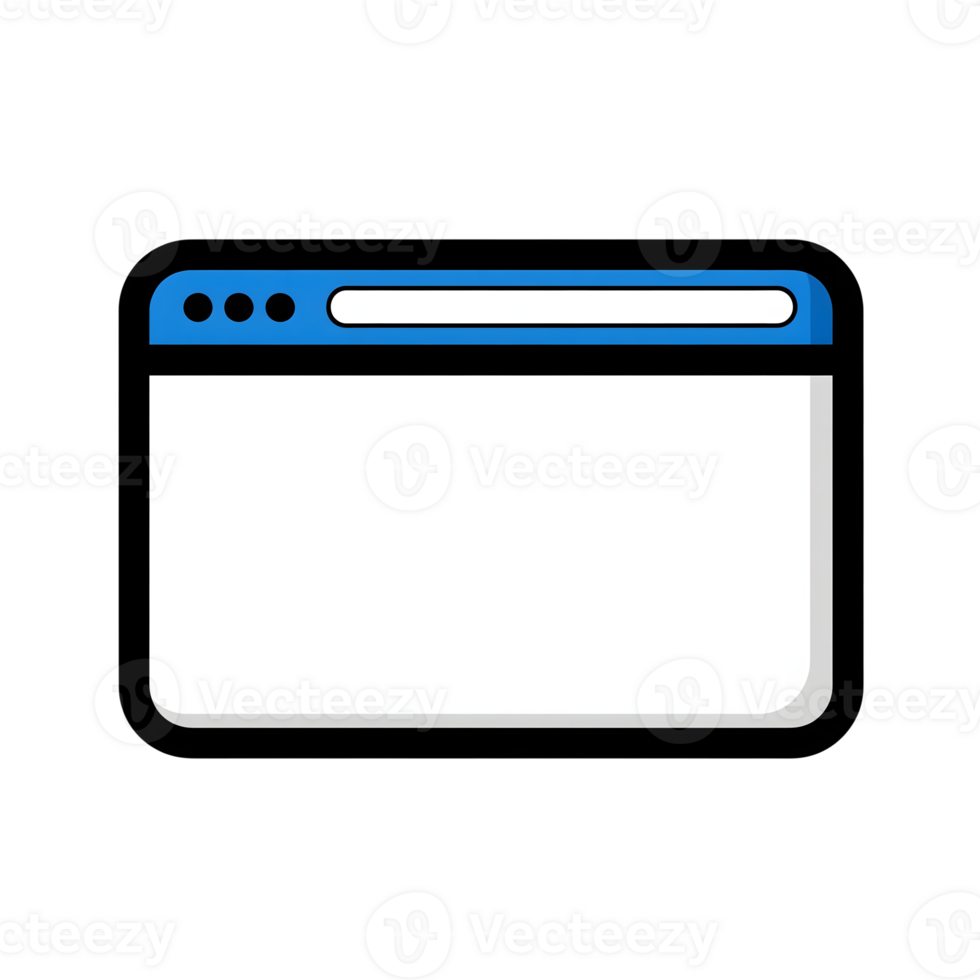 Blue Browser Window Icon Simple Webpage Interface Design isolated on a transparent background png
