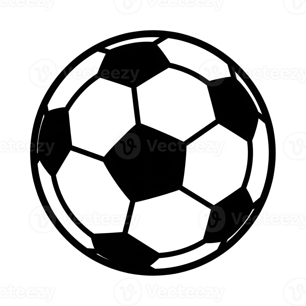 Black and White Soccer Ball Icon Graphic isolated on a transparent background football png