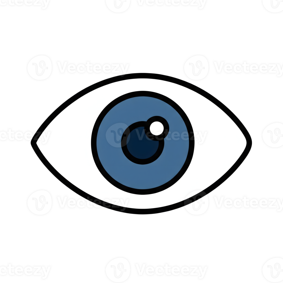 Blue Eye Icon Cartoon Style Simple Graphic isolated on a transparent background image png