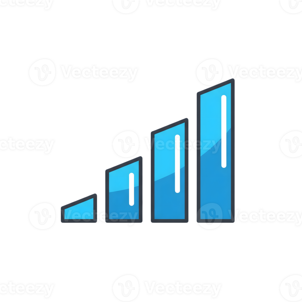 Ascending Blue Bar Graph Icon Signal Strength Chart isolated on a transparent background png