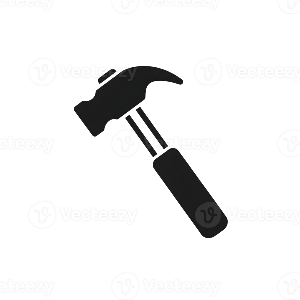 Black Silhouette of a Claw Hammer Icon isolated on a transparent background tool png
