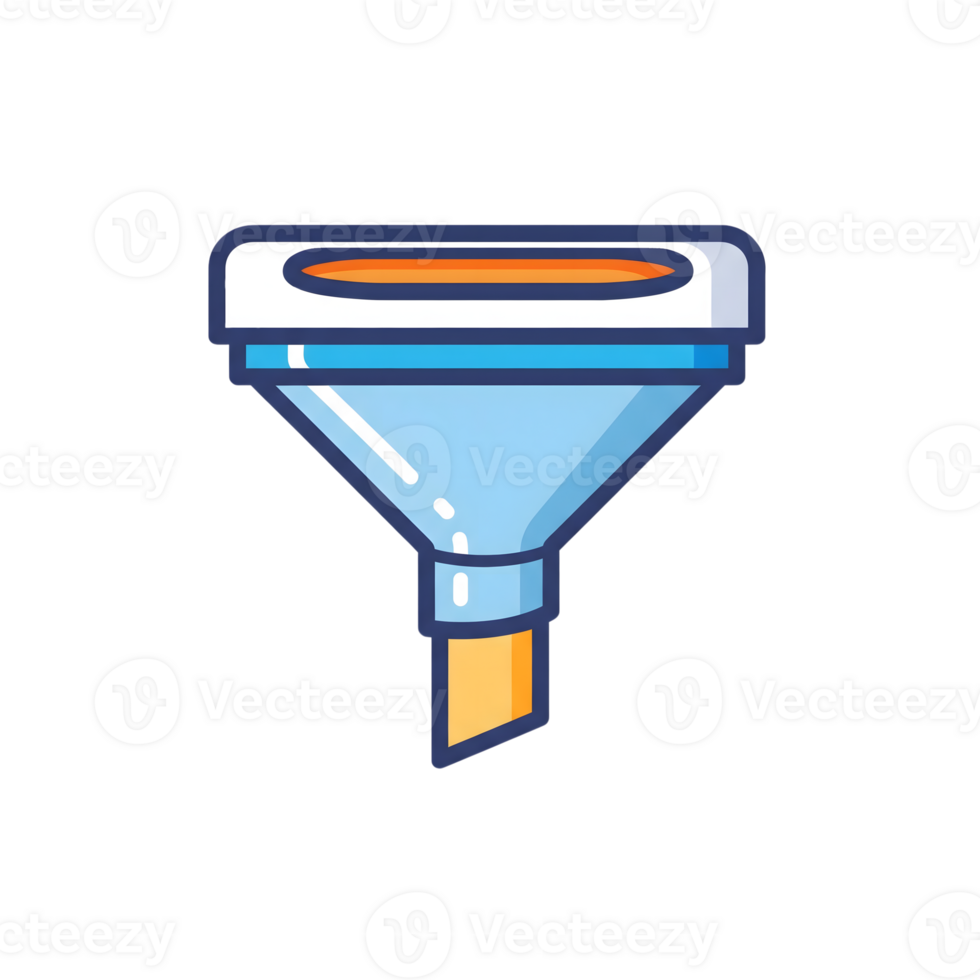 Blue Funnel Icon Orange Top Light Blue Trim isolated on a transparent background png