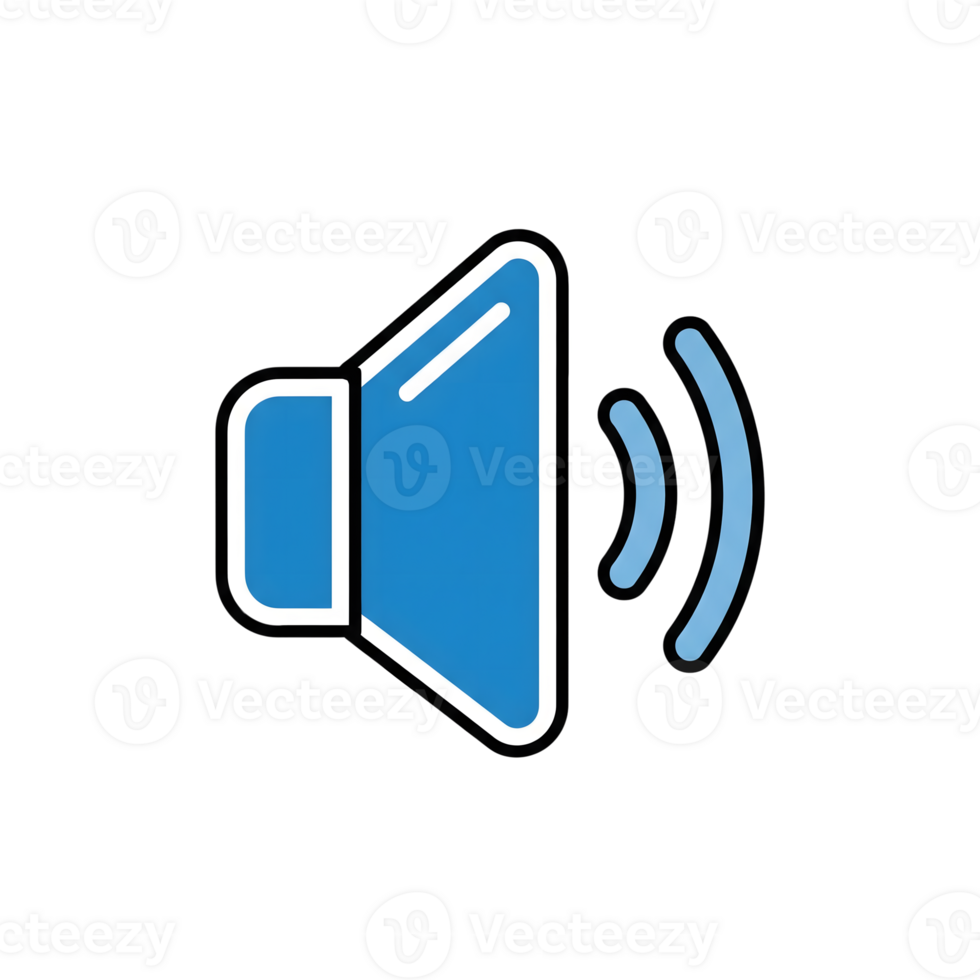 Blue Speaker Icon Sound Waves Volume Audio Symbol isolated on a transparent background png