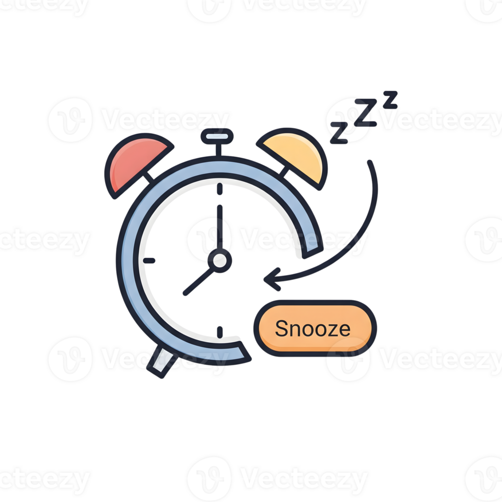 Alarm Clock Snooze Function Icon Pastel Colors isolated on a transparent background png