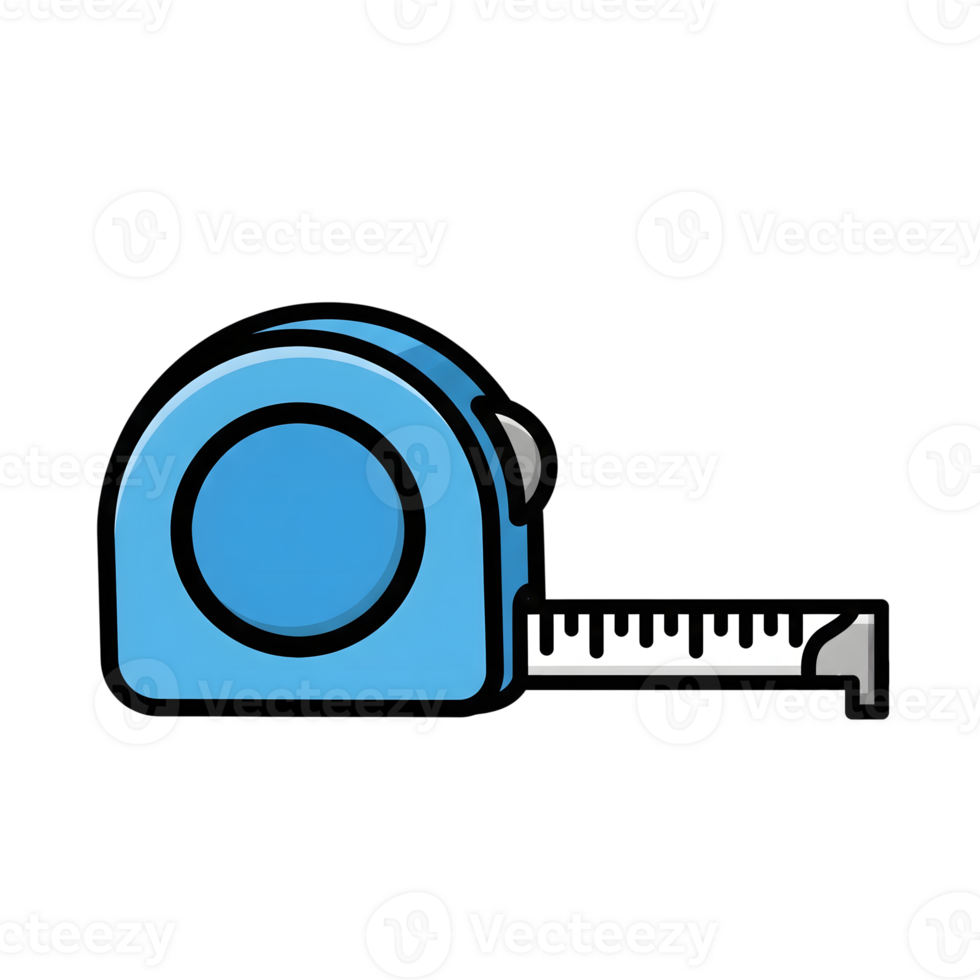 Blue Measuring Tape Icon Cartoon Style Illustration isolated on a transparent background png
